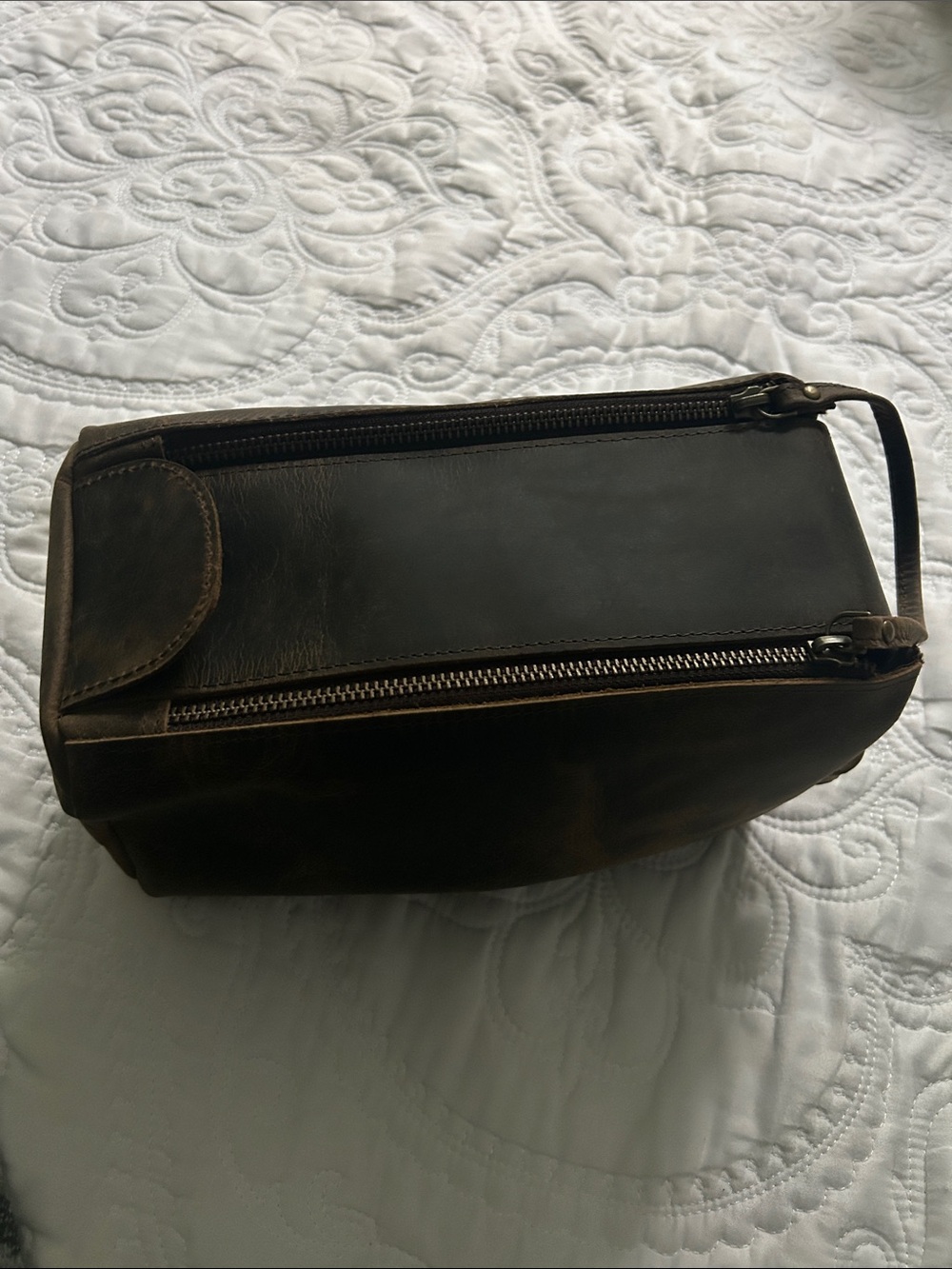 Kalam Leather Dopp Kit Travel Toiletry Bag - Brown